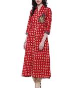 Red embroidered cotton kurtis