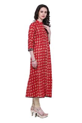 Red embroidered cotton kurtis 3