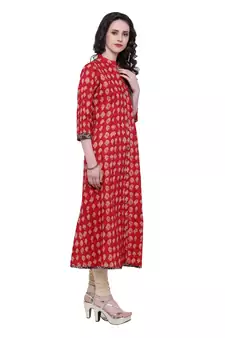 Red embroidered cotton kurtis