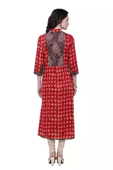 Red embroidered cotton kurtis
