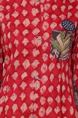 Red embroidered cotton kurtis 5