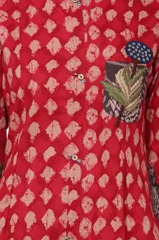 Red embroidered cotton kurtis