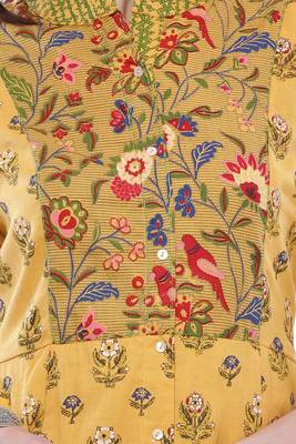 Yellow printed khadi cotton kurtis 5