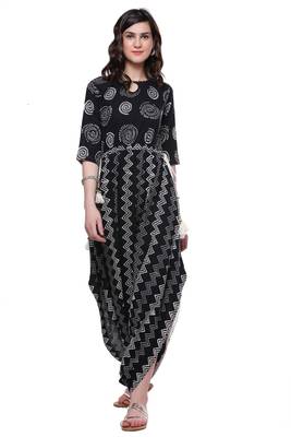 Black printed cotton kurtis 2