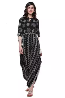 Black printed cotton kurtis