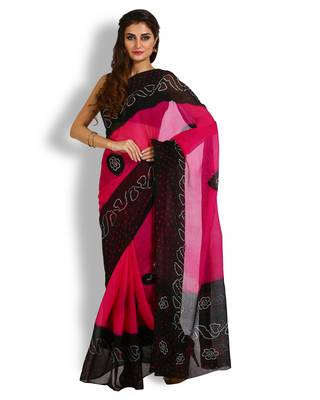 Magenta Printed Georgette Saree With Blouse 1