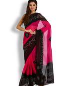 Magenta Printed Georgette Saree With Blouse