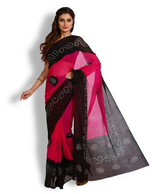 Magenta Printed Georgette Saree With Blouse 2