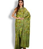 Green Hand Woven Cotton Silk Saree With Blouse