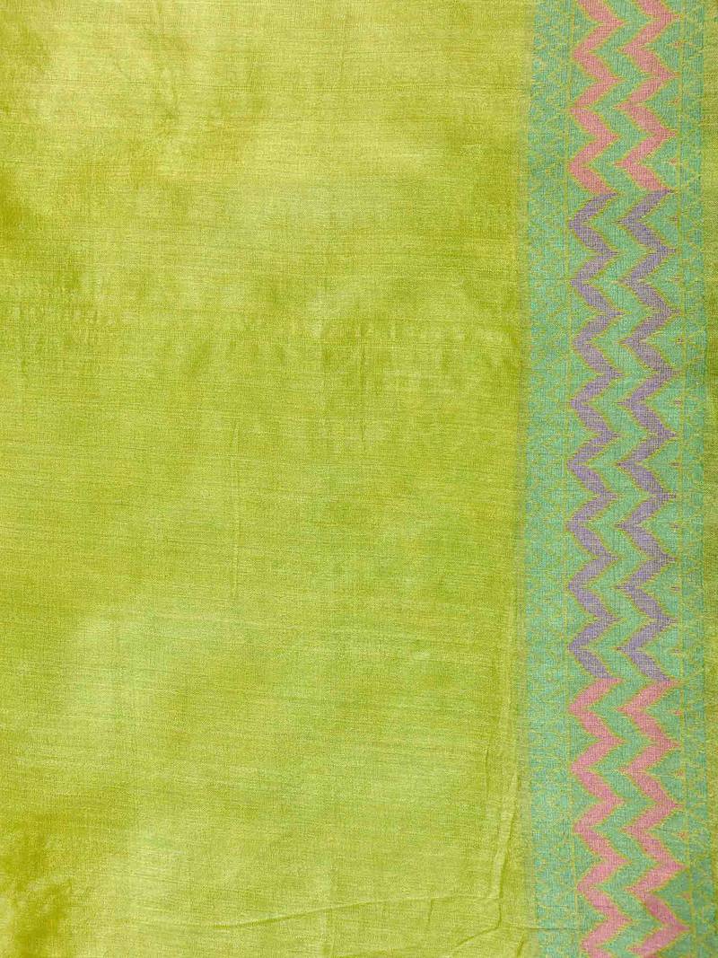 Green Hand Woven Cotton Silk Saree With Blouse