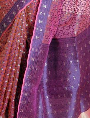 Pink Hand Woven Organza Saree With Blouse 2