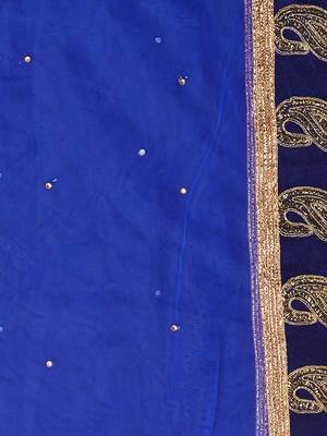 Chhabra 555 Pink & Blue Net Embroidered Semi Stitched Lehenga Choli With Dupatta 5
