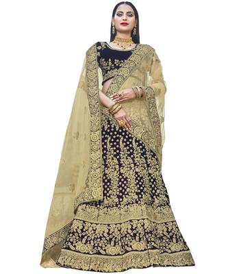Chhabra 555 Maroon Velvet Heavy Zari Embroidery Semi Stitched Lehenga Choli with Gold Dupatta 1