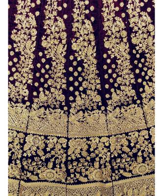 Chhabra 555 Maroon Velvet Heavy Zari Embroidery Semi Stitched Lehenga Choli with Gold Dupatta 2