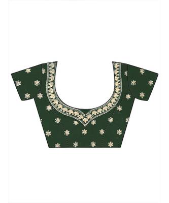 Chhabra 555 Green Heavy Zari Embroidered Velvet Semi Stitched Lehenga Choli With Net Dupatta. 4