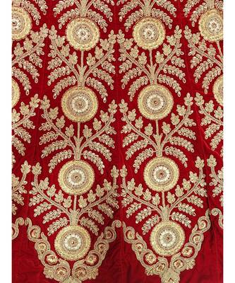 Chhabra 555 Red Velvet  Heavy Zari &Embroidered Semi Stiched Lehanga Choli With Net  Dupatta 2