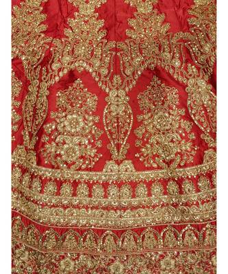 Chhabra 555 Red Satin Zari Embroidery Semi Stitched Lehenga Choli With Net Dupatta 2