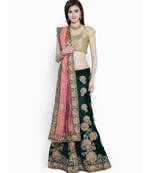 Chhabra 555 Green Velvet Heavy Zari Embroidered Semi Stitched Lehenga Choli With Dupatta