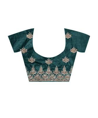 Chhabra 555 Green Velvet Heavy Zari Embroidered Semi Stitched Lehenga Choli With Dupatta 4