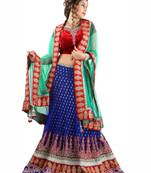 Designer Net Fabric  Red Colored Embroidered Lahenga Choli