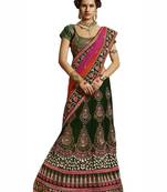 Designer Net Fabric Green Colored Embroidered Lahenga Choli