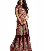 Designer Net Fabric Red Colored Embroidered Lahenga Choli