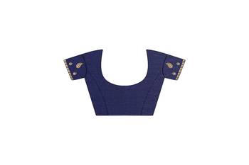 Navy Blue Embroidered Faux Georgette Saree With Blouse 5