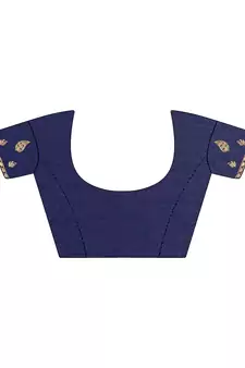 Navy Blue Embroidered Faux Georgette Saree With Blouse