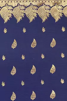 Navy Blue Embroidered Faux Georgette Saree With Blouse