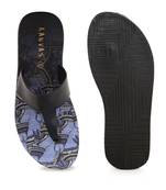 KANVAS Men's  Blue TPR Sole Material Printed Slip on Chappals