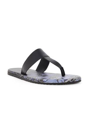 KANVAS Men's  Blue TPR Sole Material Printed Slip on Chappals 2