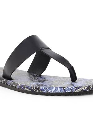 KANVAS Men's  Blue TPR Sole Material Printed Slip on Chappals 5
