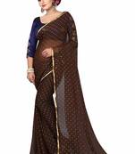 Brown plain nazneen saree with blouse