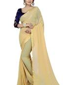 Cream plain nazneen saree with blouse