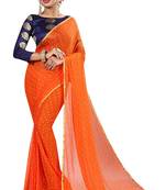 Orange plain nazneen saree with blouse