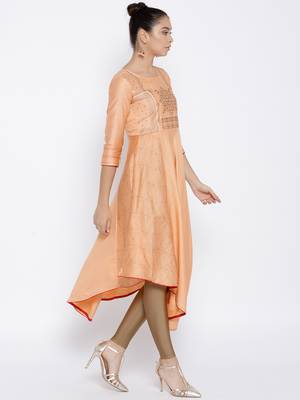 Peach Satin None long kurtis 2