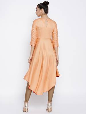 Peach Satin None long kurtis 4