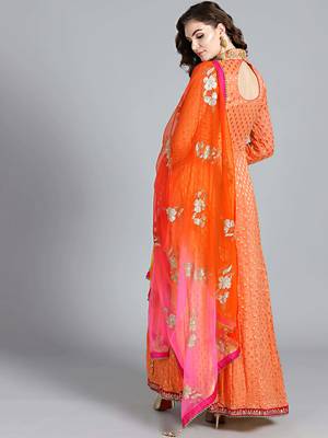 Chhabra 555 Peach embroidered georgette embroidered kurtis 2