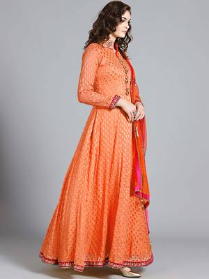 Chhabra 555 Peach embroidered georgette embroidered kurtis 5