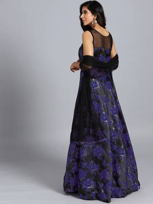 Black embroidered art silk gowns 2