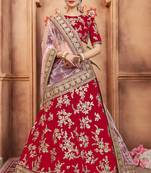 Mesmerizing Red Gold Dori, Matte Sequins Embroidered Bangalory Silk Semi Stitched wedding lehenga