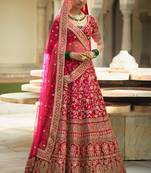 Catching Pink Sequins Embroidered Art Silk Lehenga choli for bridal