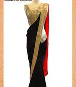 BLACK plain georgette saree with blouse