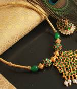 Beautiful Green Designer Temple Necklace Set