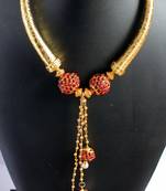 Beautiful Kemp Jhumka Pendant Temple Necklace Set