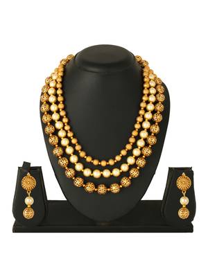 Gold pearl necklace sets 2