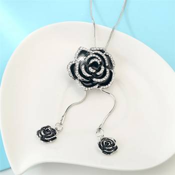 Black cubic zirconia necklace sets 4