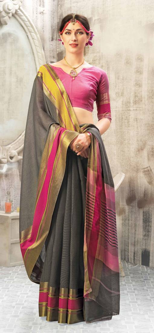 Blended Cotton Saree x Woven Zari : Light Green