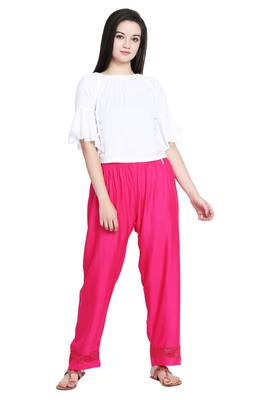 Pink Color Plain Lace Plazo 1