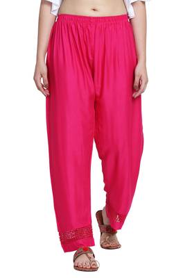 Pink Color Plain Lace Plazo 2